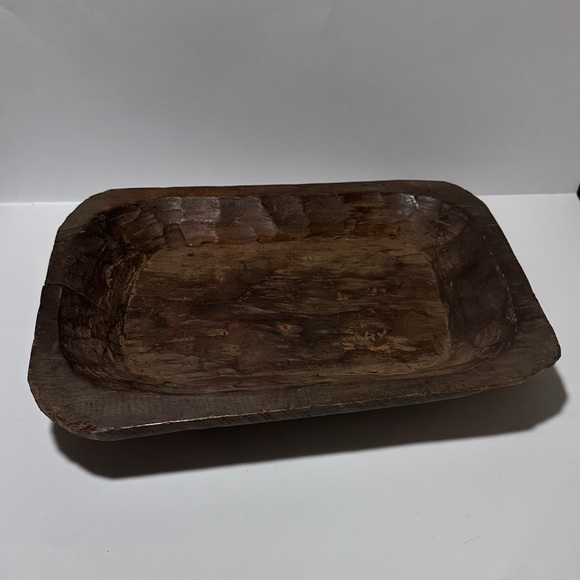 Rustic Hand Carved Wooden Bread Bowl or Serving Tray - Picture 2 of 12